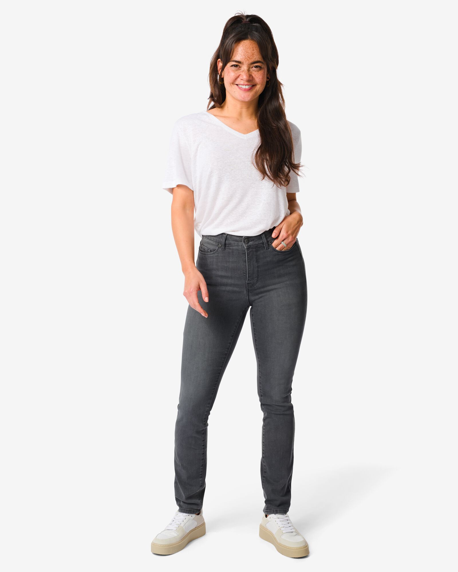 dames jeans - shaping skinny fit middengrijs 46 - 36337539 - HEMA