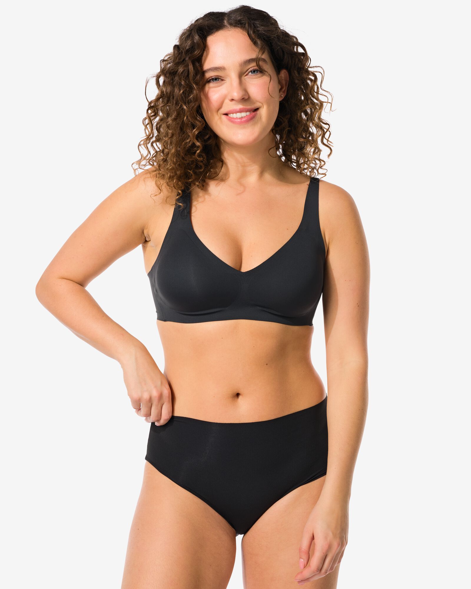 dames tailleslip micro rib zwart zwart - 19668104BLACK - HEMA