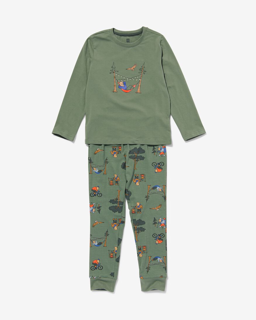 kinder pyjama glow in the dark bisons groen groen - 23000680GREEN - HEMA