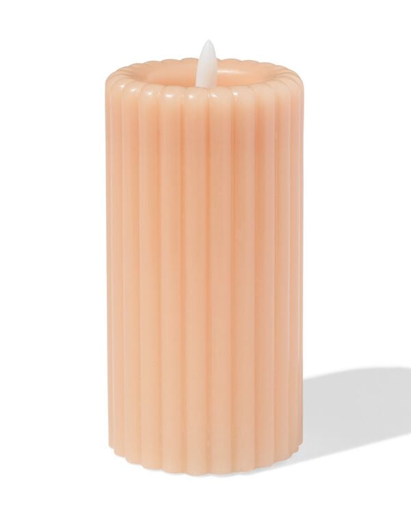 led kaars ⌀7.5x15cm ribbel naturel - 13550131 - HEMA
