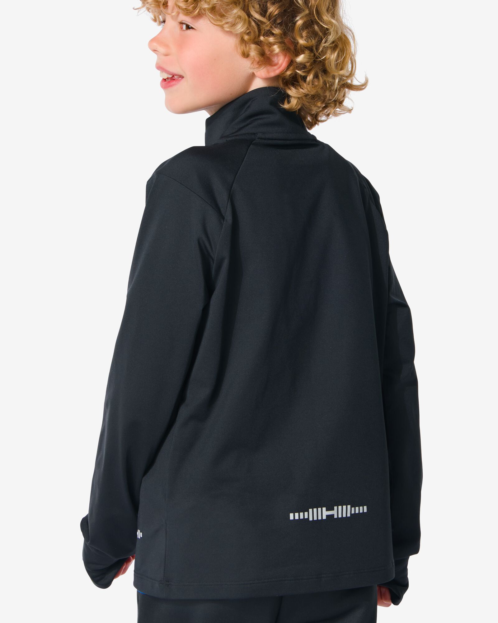 kinder fleece sportshirt zwart 110/116 - 36090316 - HEMA