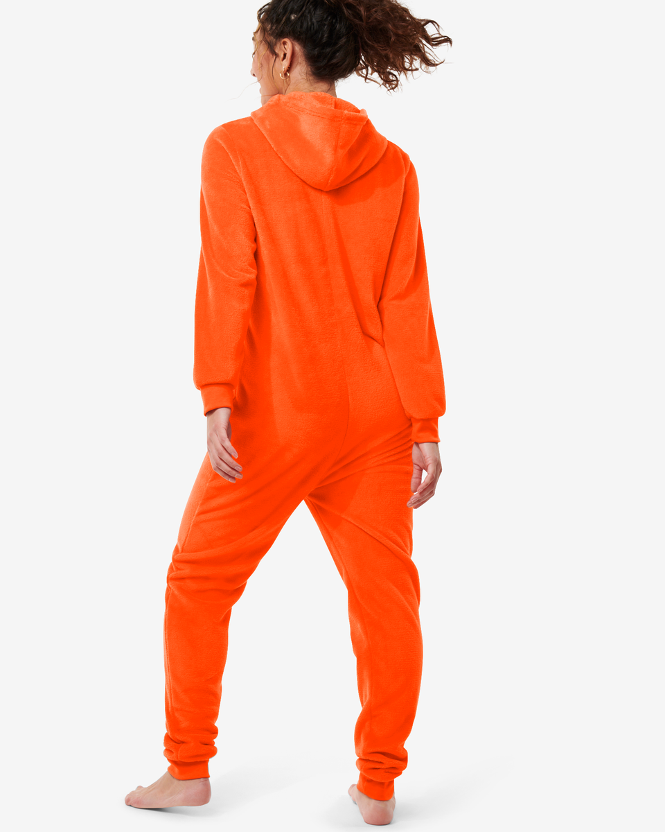 onesie voor volwassenen fleece oranje oranje - 1000029298 - HEMA