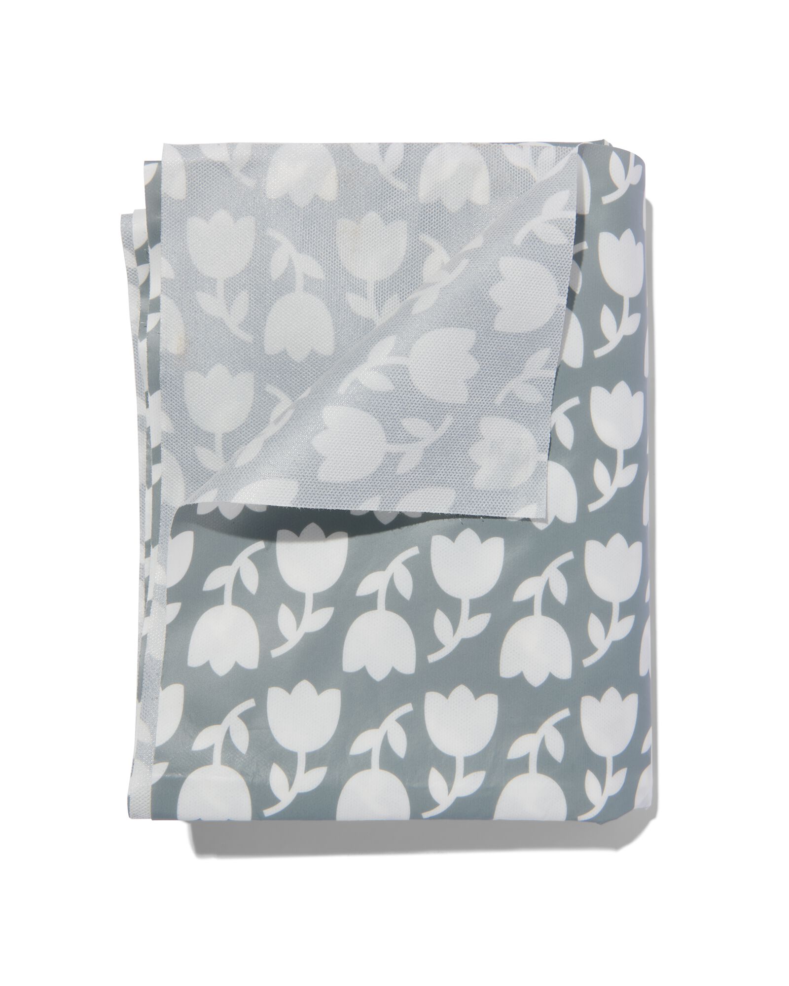 tafelzeil 140x240 polyester - tulpen grijs/wit - 5390006 - HEMA