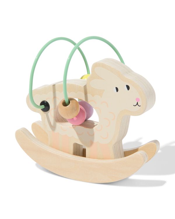 wiebeldier lammetje 14.5x13x9.5cm hout - 15100206 - HEMA