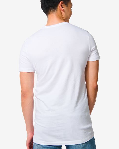heren t-shirt regular fit o-hals extra lang - 2 stuks wit M - 34277064 - HEMA