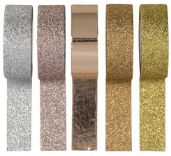 washi tapes metalic glitter - 5 stuks - 14120046 - HEMA