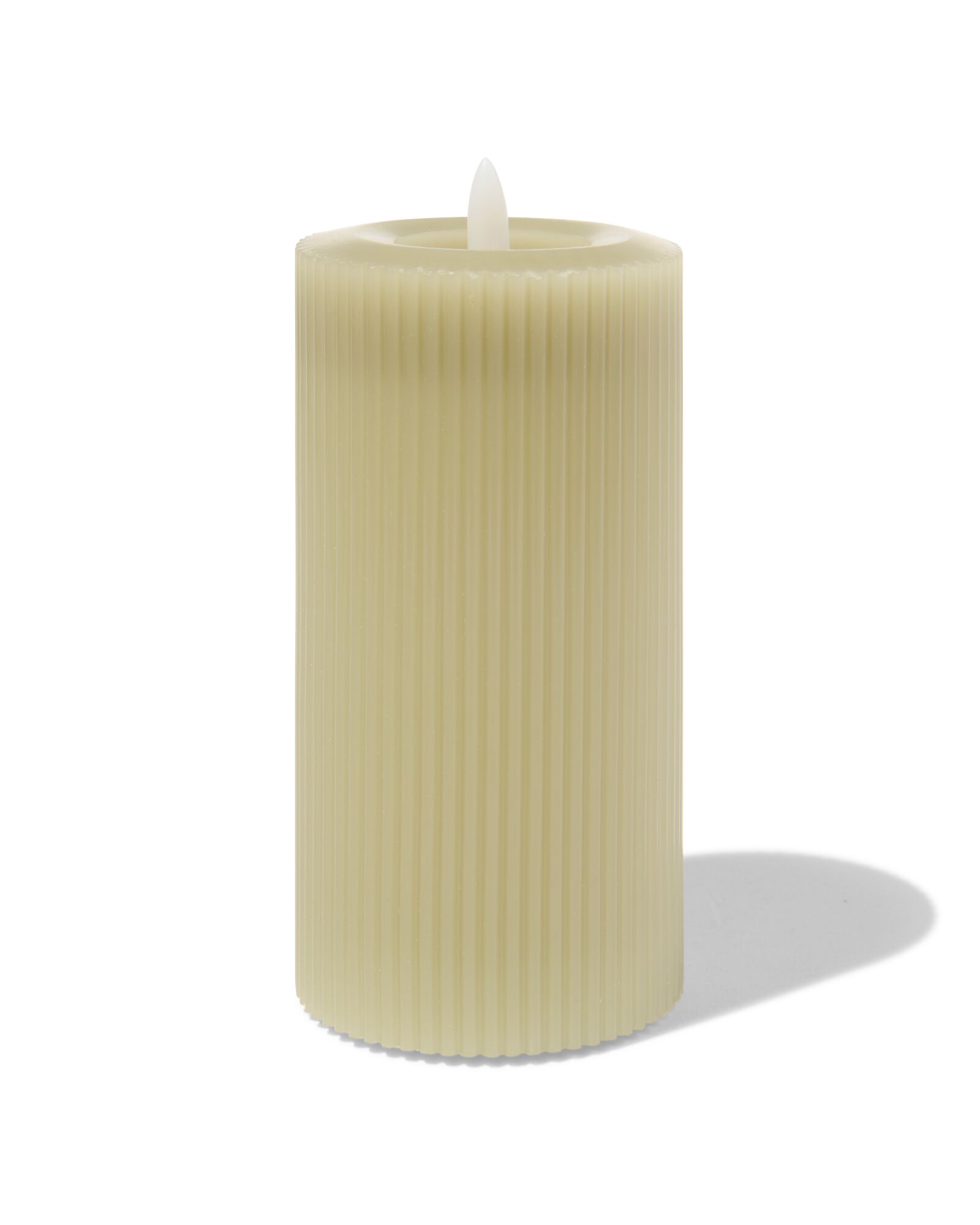 LED ribbel kaars met wax Ø7.5x15 lichtgroen - 13550063 - HEMA