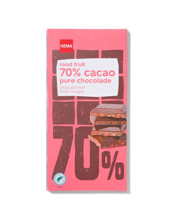 chocoladereep 70% puur rood fruit 90 gram - 10350041 - HEMA