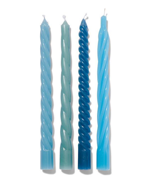 HEMA HEMA kaarsen met twist Ø2x25 blauw - 4 stuks aanbieding