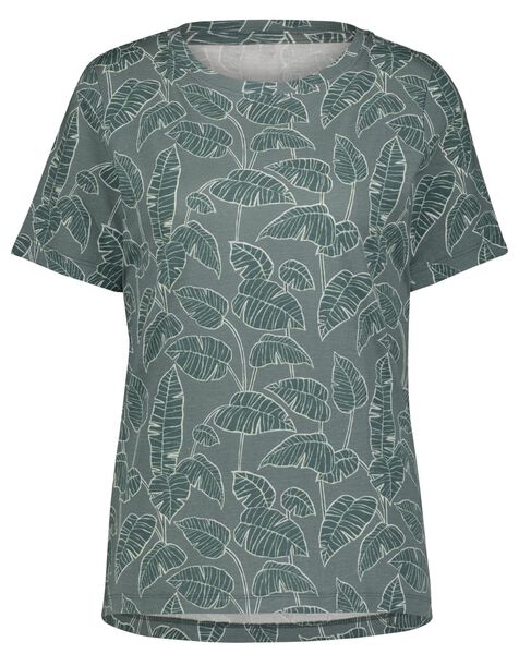 dames t-shirt Alara palmblad groen XL - 36205449 - HEMA