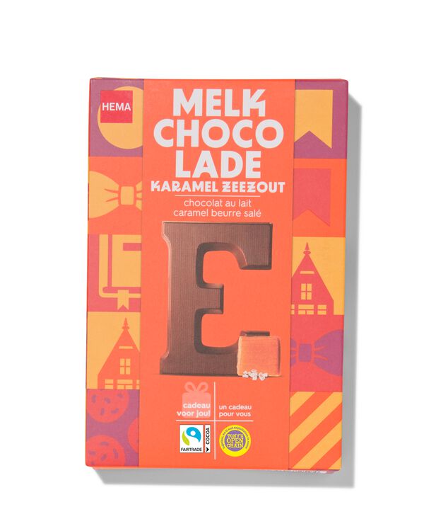 chocoladeletter melk karamel zeezout E 135gram karamel zeezout E - 24415005 - HEMA