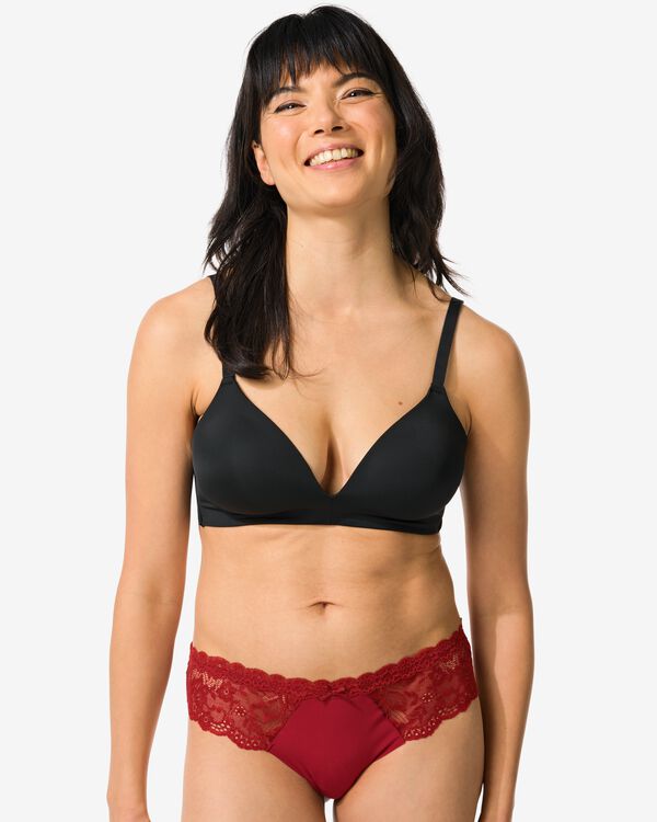 damesstring micro met kant donkerrood donkerrood - 19670114DARKRED - HEMA