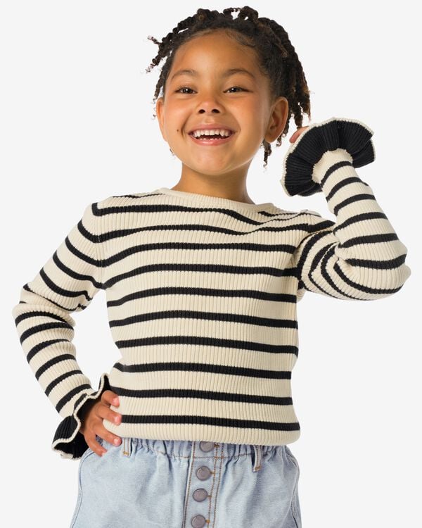 kindertrui rib strepen ecru ecru - 30827019ECRU - HEMA