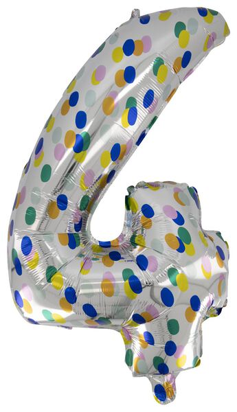 folieballon met confetti XL cijfer 4 - 14200634 - HEMA
