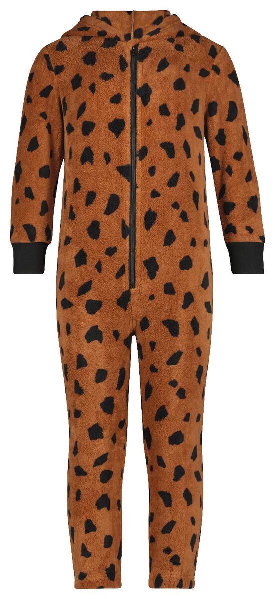 Pluche pop regen patroon kinder onesie fleece cheetah bruin - HEMA