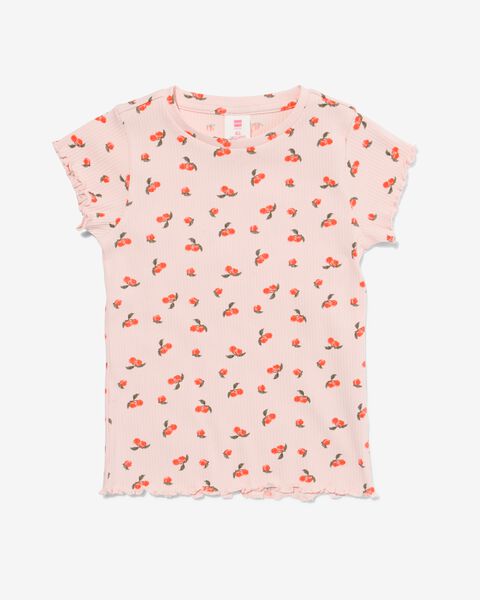 kinder t-shirt met ribbels roze 98/104 - 30892674 - HEMA