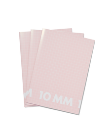 schriften roze A4 geruit 10 mm - 3 stuks - 14101616 - HEMA