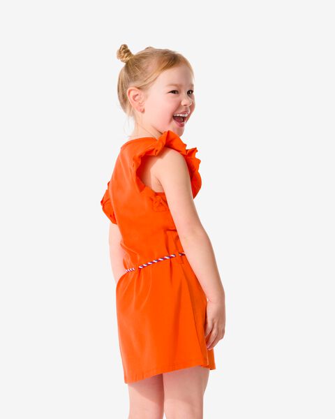 kinder jurk met ruffles en taillekoord oranje - 1000030934 - HEMA