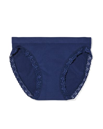damesslip naadloos micro met kant donkerblauw donkerblauw - 19670815DARKBLUE - HEMA
