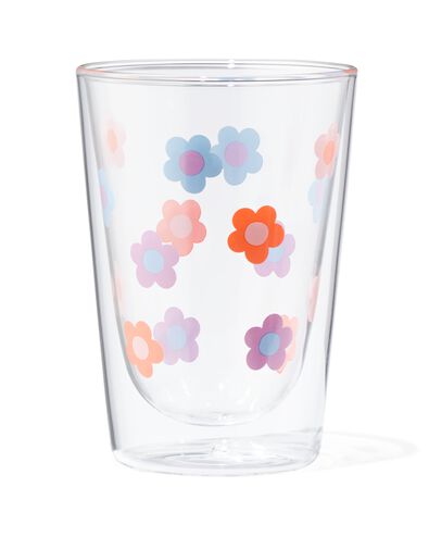 dubbelwandig glas 350ml bloem - 61130106 - HEMA