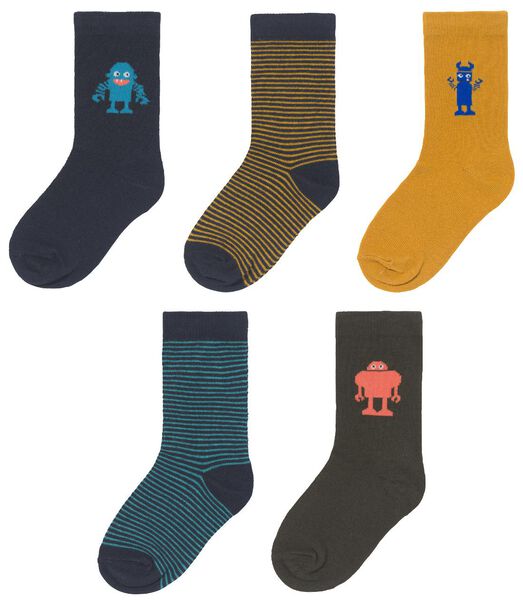 kinder sokken met katoen - 5 paar blauw blauw - 1000028426 - HEMA