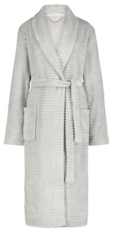 dames badjas lang fleece grijs L/XL - 23490006 - HEMA