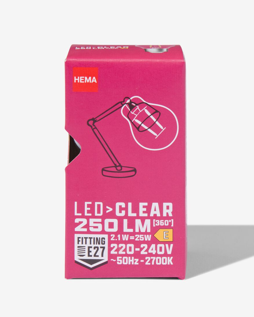 led kogel clear E27 2.1W 250lm - 20070048 - HEMA