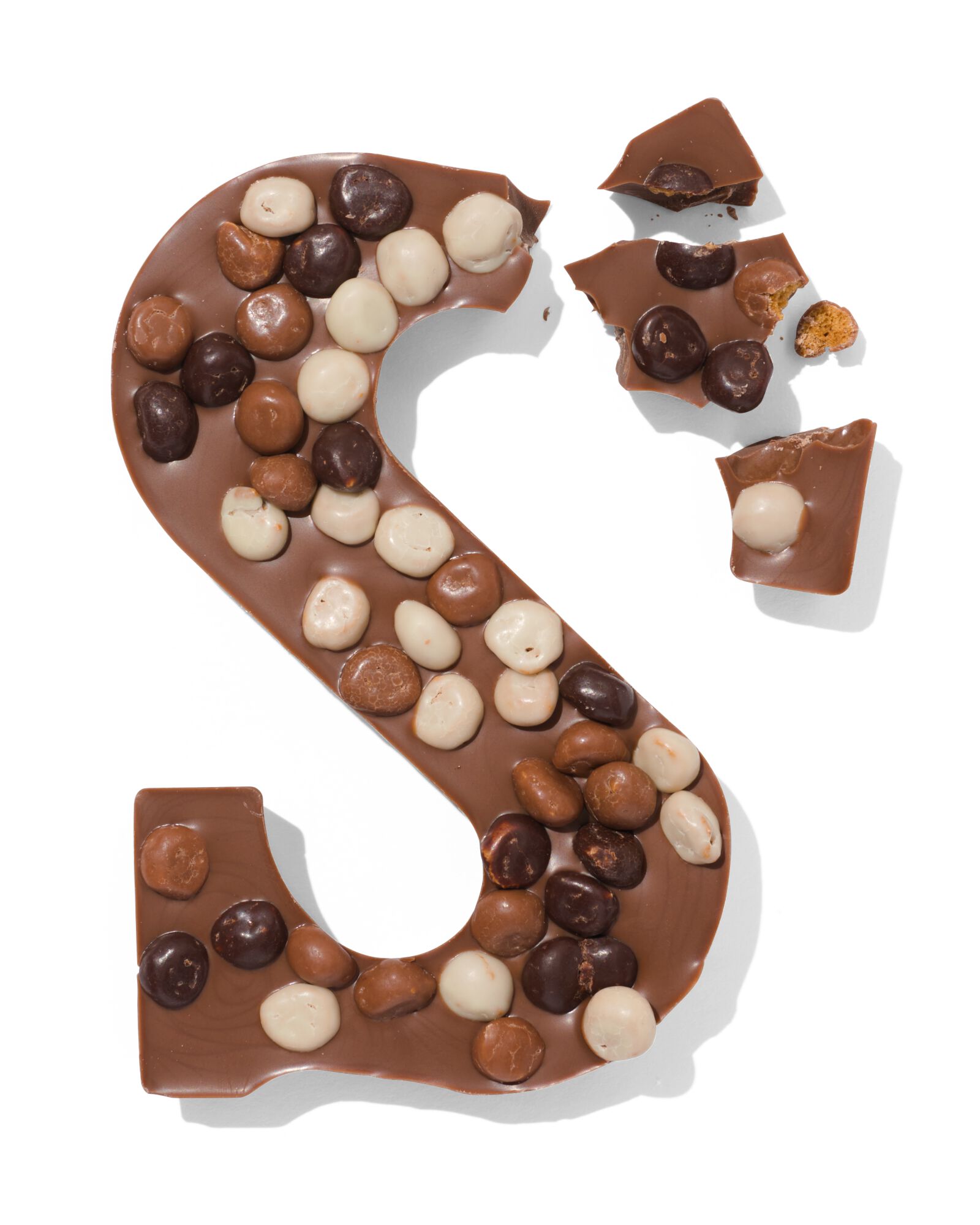handgedecoreerde chocoladeletter melk S choco kruidnootjes 135gram - 24428319 - HEMA