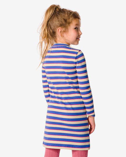 kinder jurk met ribbels blauw blauw - 1000032053 - HEMA