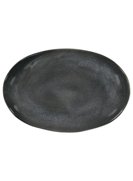 schaal ovaal - 30 cm - Porto - reactief glazuur - zwart - 9602036 - HEMA