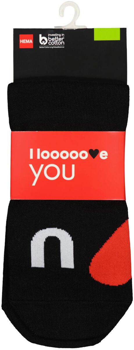 sokken met katoen I love you zwart zwart - 1000029364 - HEMA