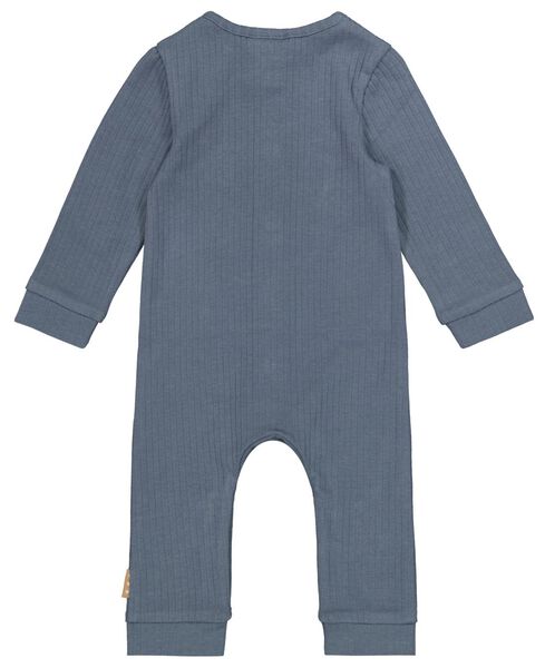newborn baby jumpsuit rib blauw 56 - 33432012 - HEMA