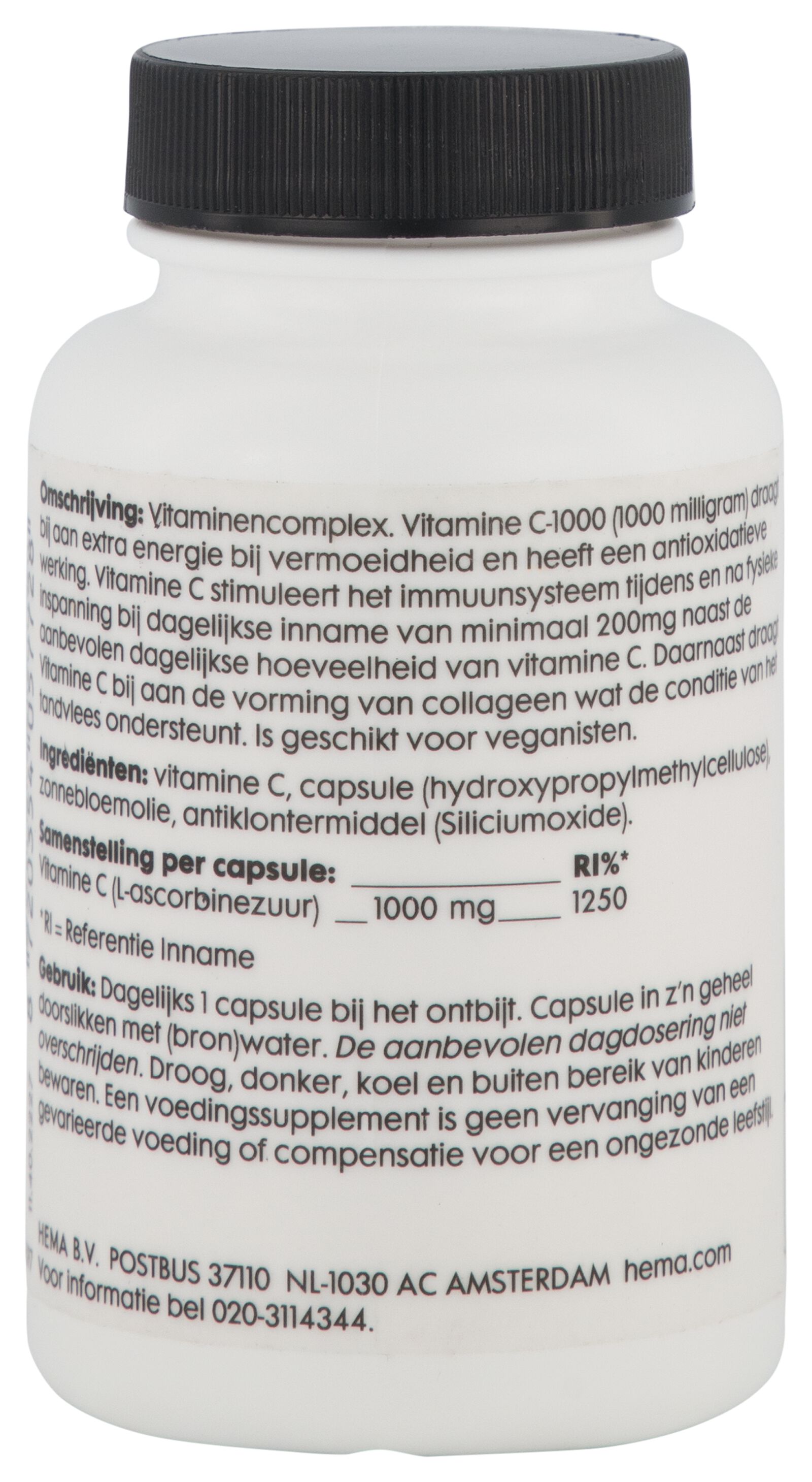 vitamine C-1000 mg hoog gedoseerd - 60 stuks - 11402227 - HEMA