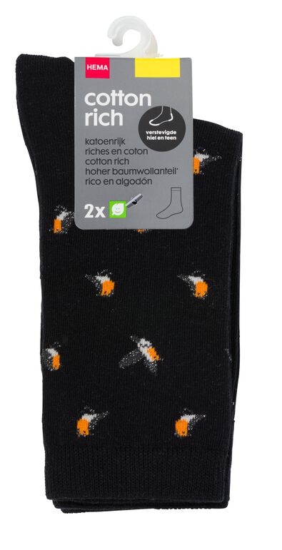 dames sokken met katoen en glitters - 2 paar zwart 39/42 - 4260307 - HEMA