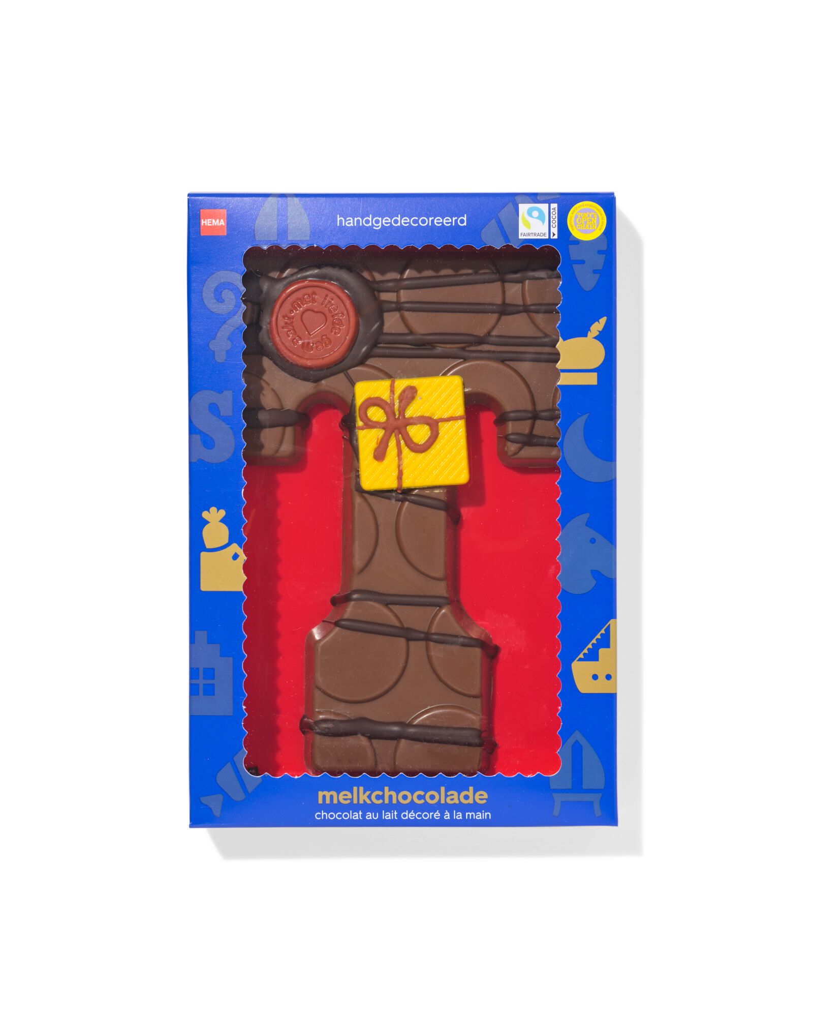 handgedecoreerde chocoladeletter melk T 180g - 24427420 - HEMA