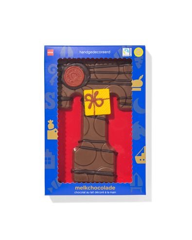 handgedecoreerde chocoladeletter melk T 180g - 24427420 - HEMA