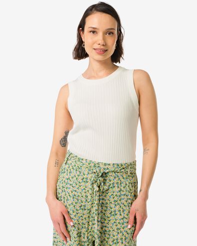 dames tanktop Frida met ribbels wit wit - 36258950WHITE - HEMA