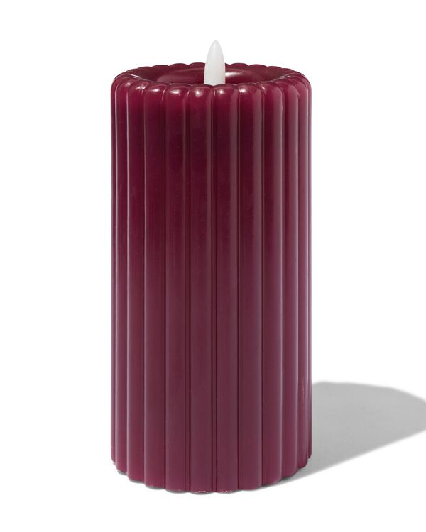 HEMA HEMA LED kaars 7.5x15cm rib donkerrood aanbieding