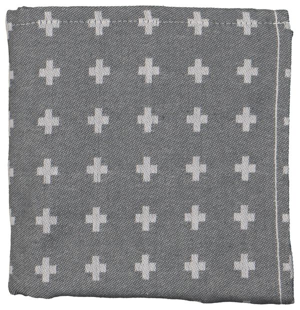 theedoek - 65 x 65 - katoen - grijs plusjes - 5400116 - HEMA