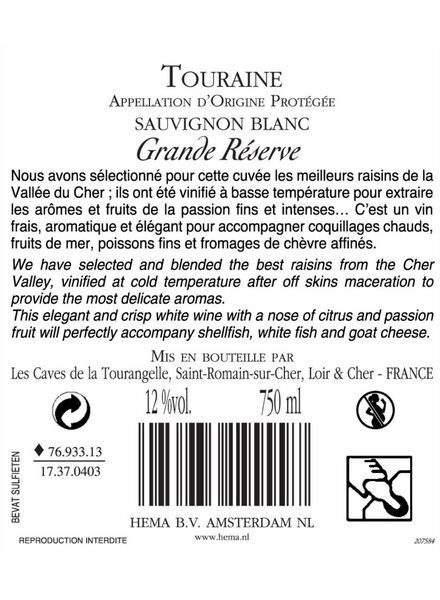 Touraine sauvignon blanc 0.75L - 17370403 - HEMA