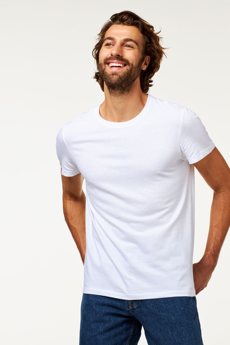goedkeuren Turbulentie wandelen heren t-shirt regular fit o-hals - 2 stuks wit - HEMA