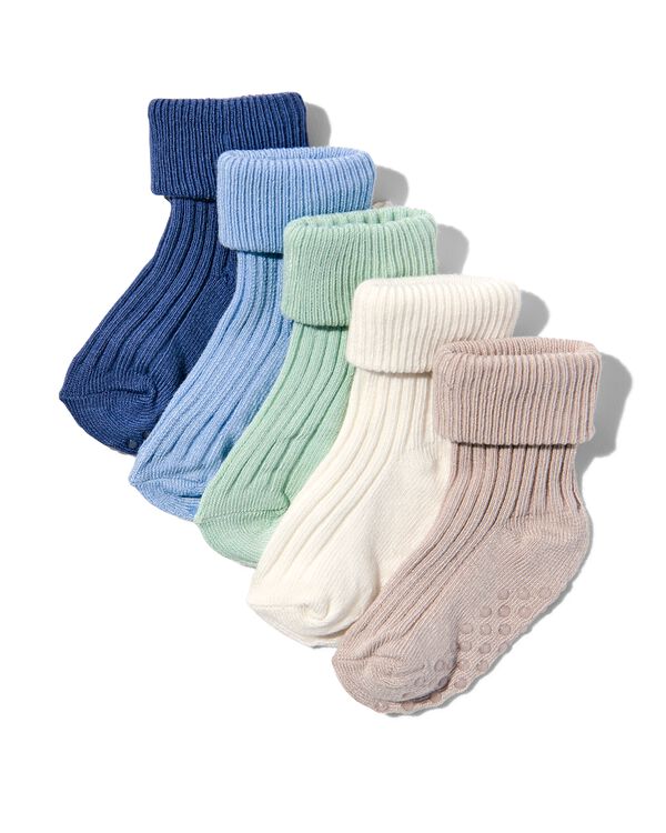 baby sokken met bamboe - 5 paar blauw blauw - 1000030367 - HEMA