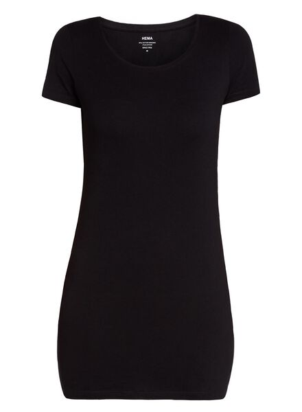 dames t-shirt extra lang zwart XL - 36365968 - HEMA