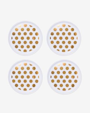 Verlammen veiling Aziatisch plastic borden herbruikbaar - Ø22.5 cm - gouden stippen - 4 stuks - HEMA
