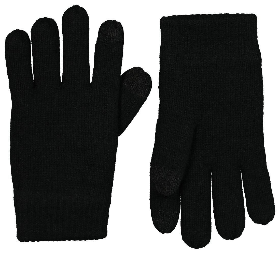 HEMA Kinderhandschoenen Met Touchscreen Gebreid Zwart (zwart)