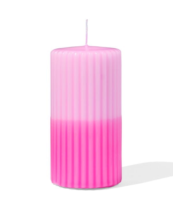 stompkaars Ø7x13cm ribbel lichtroze-felroze - 13504028 - HEMA