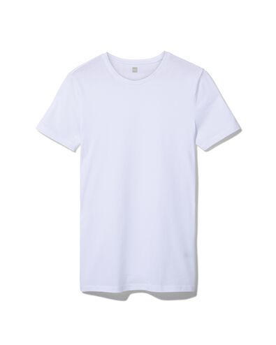 heren t-shirt regular fit o-hals extra lang - 2 stuks wit wit - 1000009941 - HEMA