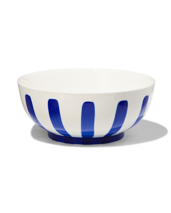 schaaltje Ø15cm Tafelgenoten new bone wit met blauw - 9650021 - HEMA
