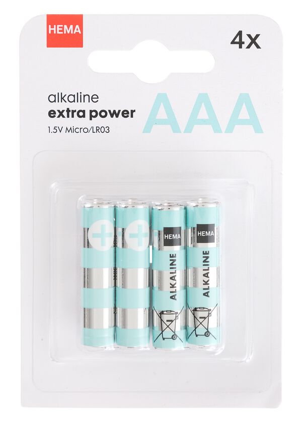 AAA alkaline extra power batterijen - 4 stuks - 41290257 - HEMA