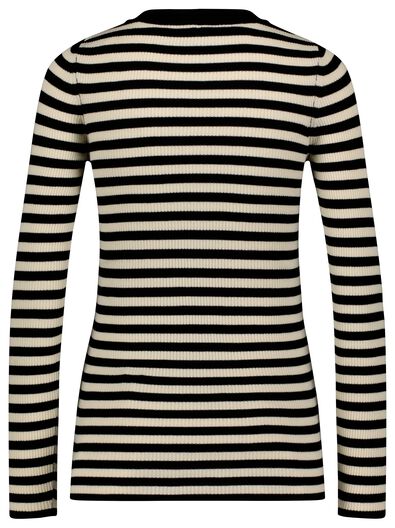 dames pullover Louisa rib zwart/wit XL - 36208229 - HEMA